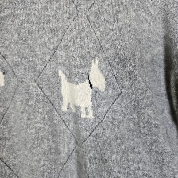 Adorable Scottie Dog Sweater Women's XS/S Gray White Argyle Cashmere? Academia - Picture 3 of 7